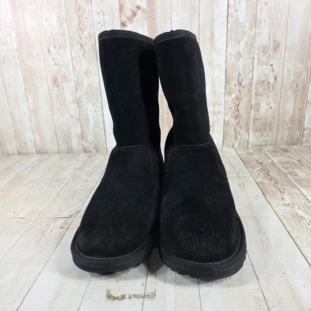 UGG Black Suede Back Zip Mid Calf Winter Boots 1103029K Womens‎ 5.5 Kids 4